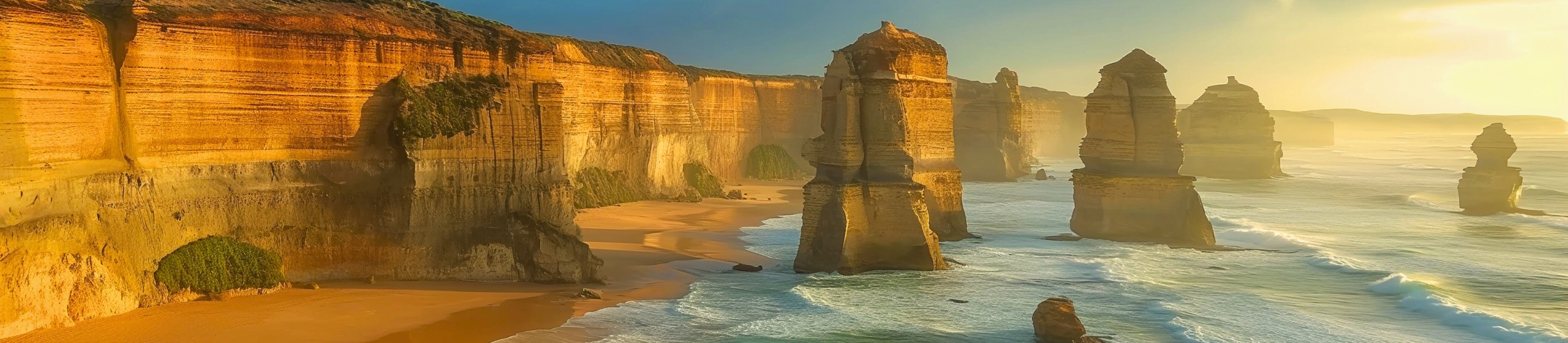 Twelve Apostles coastline at sunset in Australia